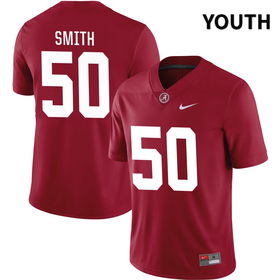 Alabama Crimson Tide Youth Tim Smith #50 NIL Crimson 2022 NCAA Authentic Stitched College Football Jersey TH16X77DC